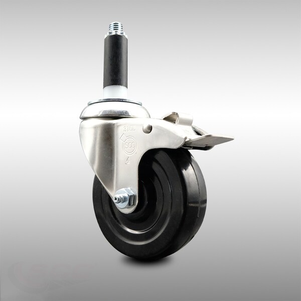 4 Inch 316SS Soft Rubber Swivel 3/4 Inch Expanding Stem Caster Lock Brake SCC